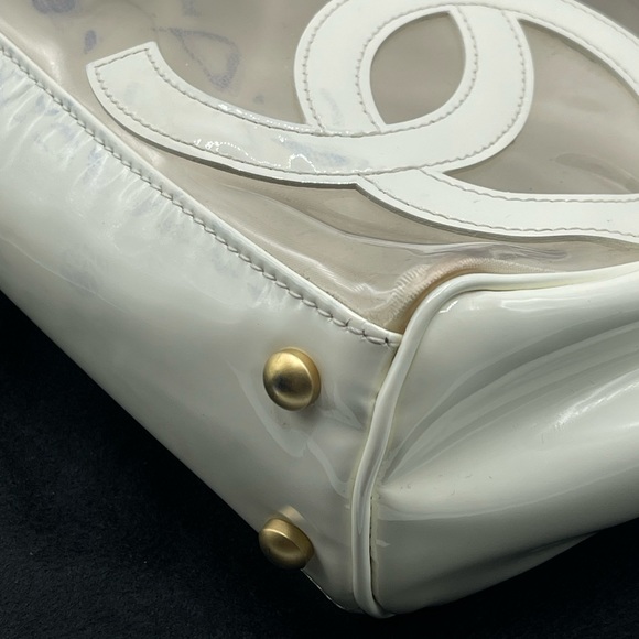 Chanel Vinyl Clear Triple CC Logo Coco Transparent Plastic Tote Shoulder Bag - Picture 3 of 16